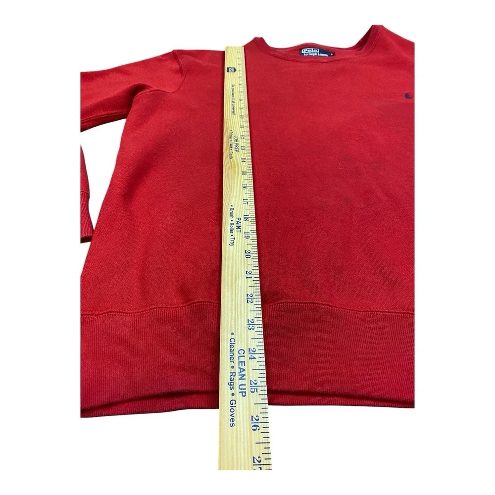 Vtg Polo Ralph Lauren Sweatshirt Mens LARGE Red‎ Pullover Crewneck Blue Pony